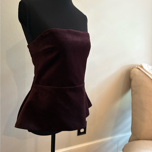NWT Zara Burgundy Velvet Corset Top - Picture 2 of 6